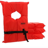 50-85522 ADULT SIZE LIFE VESTS / DISPLAY ORANGE FOAM SAFETY CUSHION ADULT PFD 12/PK 50-85522