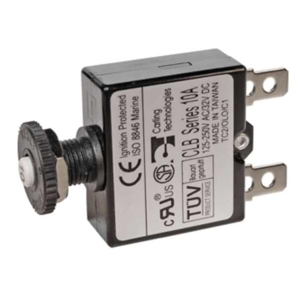 Blue Sea 7054 10A Push Button Thermal with Quick Connect Terminals  7054