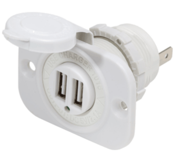 Blue Sea 12V DC Dual USB Charger Socket - White  1016200