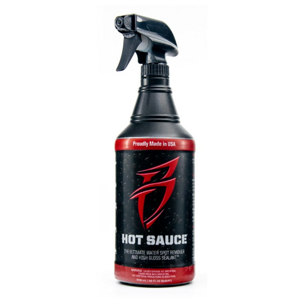 Bling Sauce HS0032 Water Spot Remover Hot Sauce ®; Use To Remove Hard Water Spots From Fiberglass/ Glass/ Plastic Stainless/ Painted Surfaces; 32 Ounce; Spray Bottle; Single; Perfect For Boats, RVs, UTVs, Motorcycles, Autos And Snowmobiles