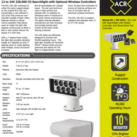 ACR-1976 ACR RCL-100 LED White Searchlight w/URP-103 Wired Point Pad, URC-104 Master Controller & URH-103 Wireless Handheld Remote