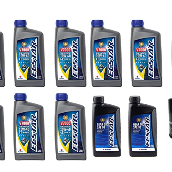 Suzuki Oil Change Kit for DF250 with 9 quarts of Oil and 16510-96J10 filter and 2 Quarts Suzuki Lower Unit Hypoid Gear Oil SAE-90