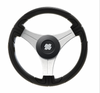 UFLEX USTICA 13" STEERING WHEEL - BLACK - POLYURETHANE W/SILVER SPOKES & X62 HUB USTICA-B/S