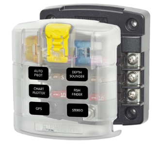 Blue Sea Systems ST-Blade Common Source Fuse Blocks 6 Circuits W/NEGATIVE BUS (5025)