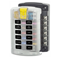 BLUE SEA 5026 ST BLADE FUSE BLOCK W/COVER - 12 CIRCUIT W/NEGATIVE BUS  5026