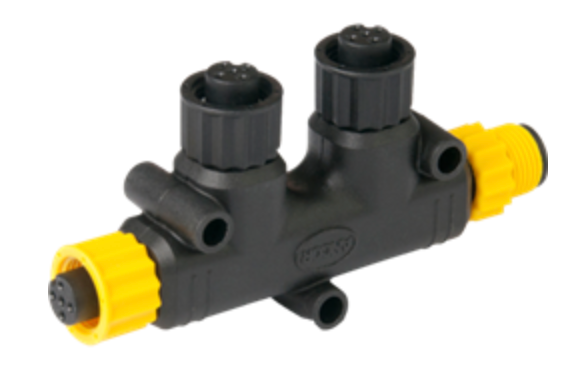 Ancor 270103 Marine Network Cable Connector; For Used To Connect NMEA 2000 Drop Cables And Backbone Cables; NMEA 2000 Two Way Tee Connector; Single
